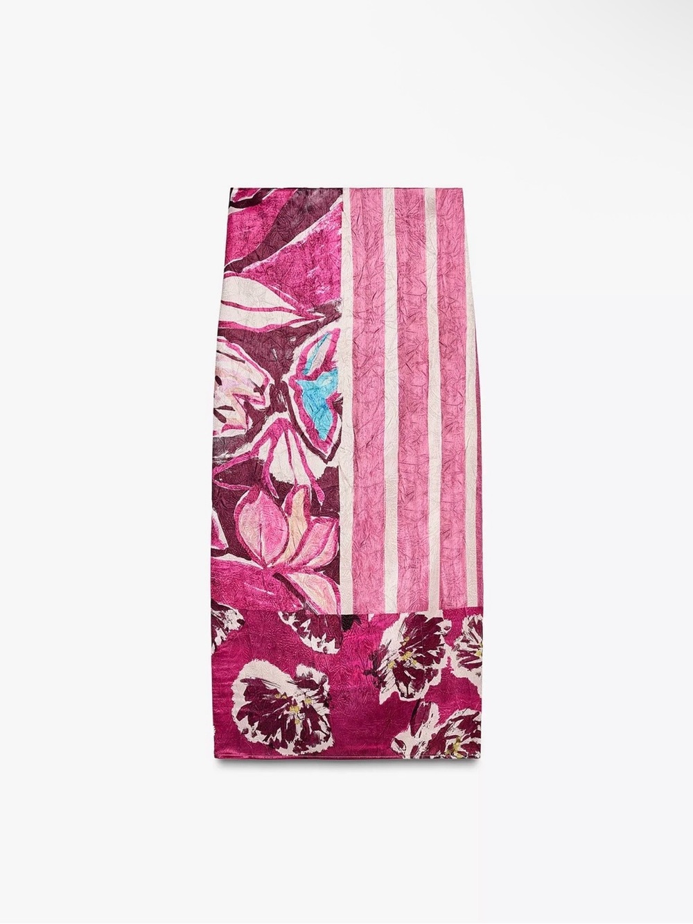 Zara Pink Floral Patchwork Midi Skirt